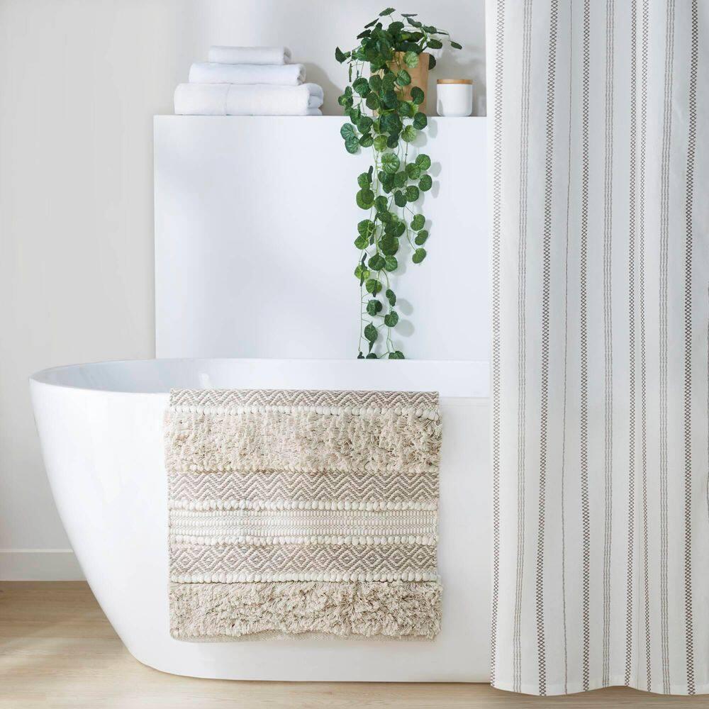 INK+IVY Asher Cotton Blend Bath Rug with Non-Slip Backing