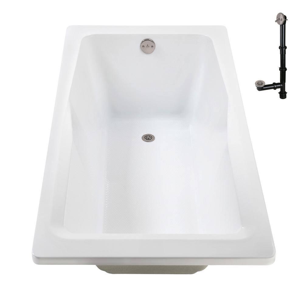 Streamline Bath 60'' x 32'' Acrylic Soaking Drop-In Bathtub, Drain Included N-4400-757-BNK