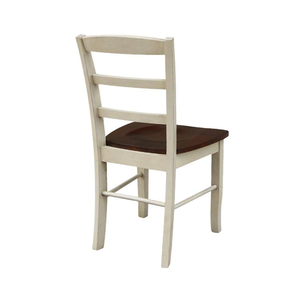 Set of 2 Madrid Ladderback Chairs Antiqued Almond/Espresso - International Concepts: Solid Wood, Unupholstered, Spot Clean