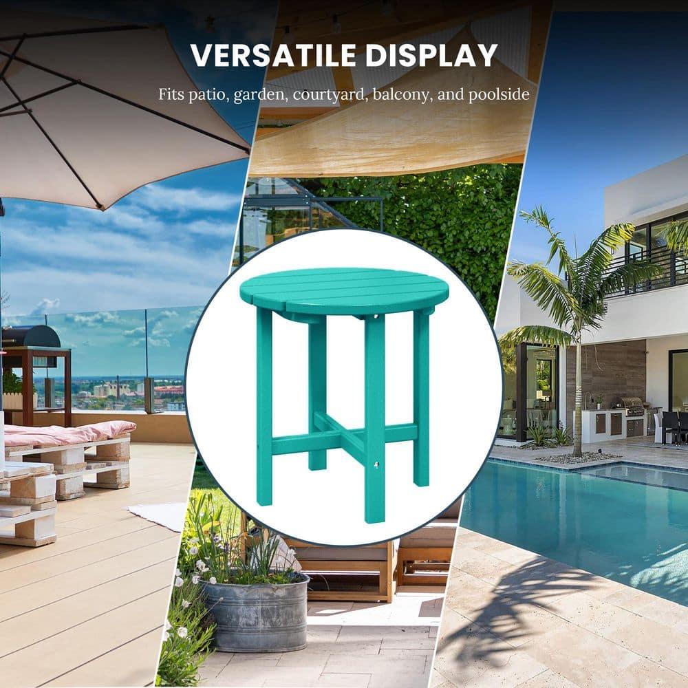 Mason 18 in. Turquoise Poly Plastic Fade Resistant Outdoor Patio Round Adirondack Side Table