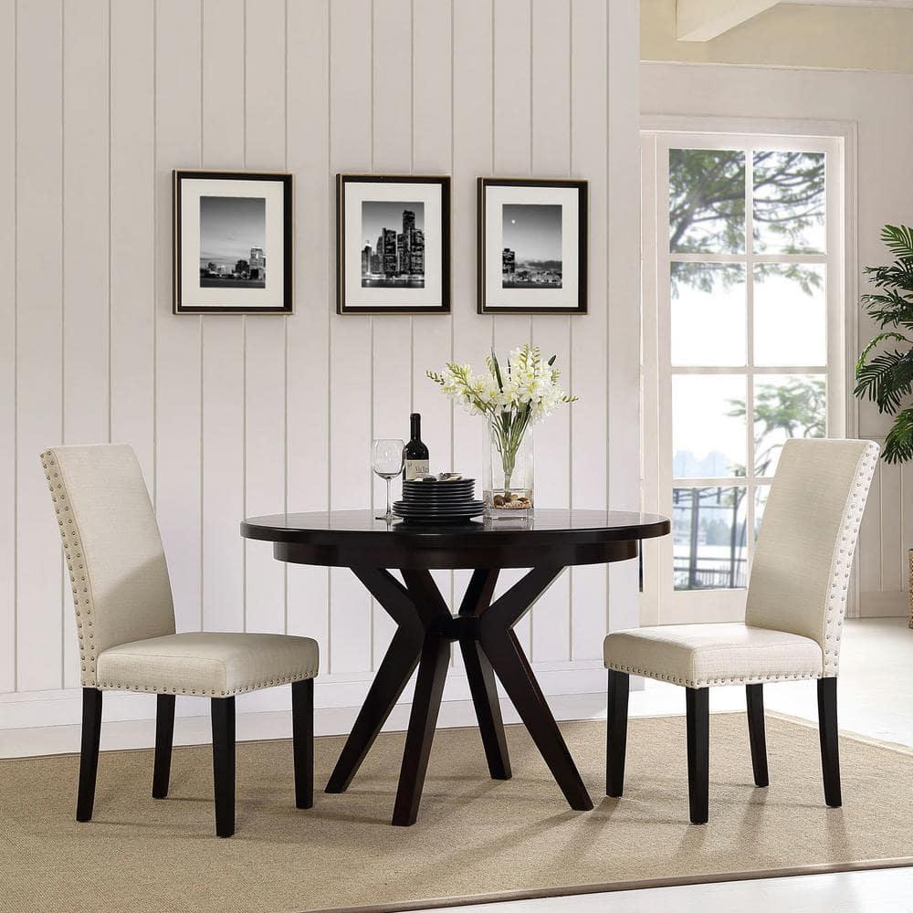 Modway Parcel Dining Fabric Side Chair Beige: Polyester Upholstery, Wood Frame, Armless Parsons Design, 287 lb Capacity