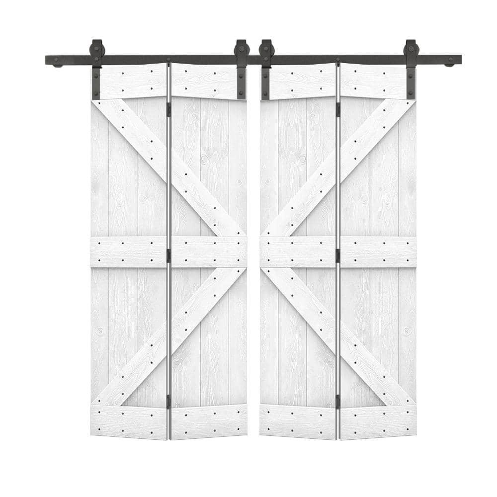 Calhome 84'' Solid Wood Barn Doors Painted without Installation Hardware Kit Barn Door