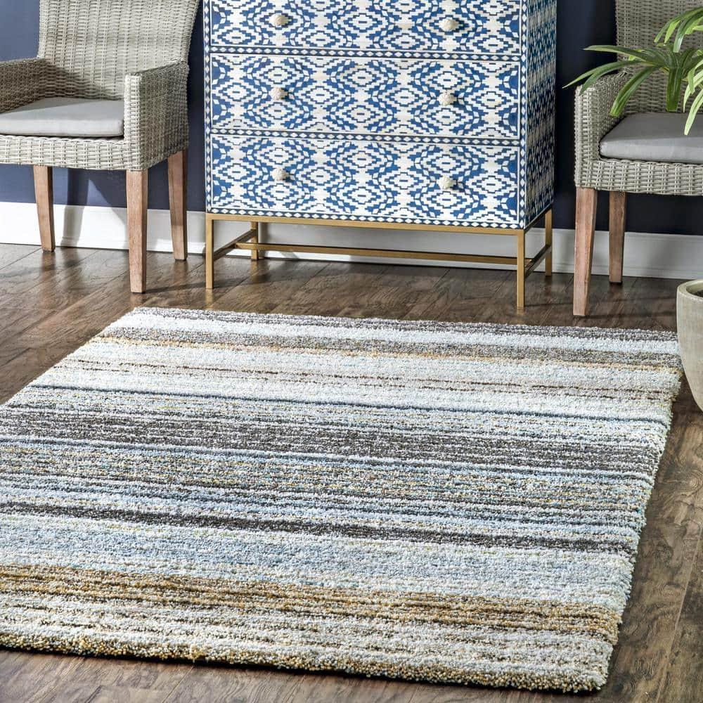 9'x12' Drey Ombre Shag Area Rug Beige/Brown - nuLOOM: Contemporary Tufted Medium Pile Indoor Rug