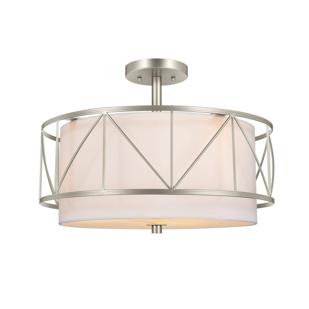 52075SN-Kichler Lighting-Birkleigh - 3 Light Convertible Semi-Flush Mount In Art Deco Style-9.5 Inches Tall-Satin Nickel Finish