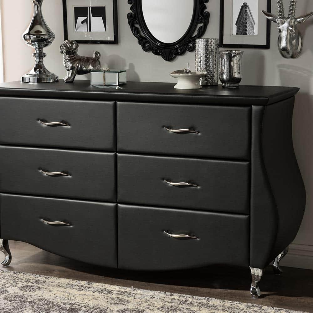 Enzo Modern and Contemporary Faux Leather 6 Drawer Dresser - Baxton Studio