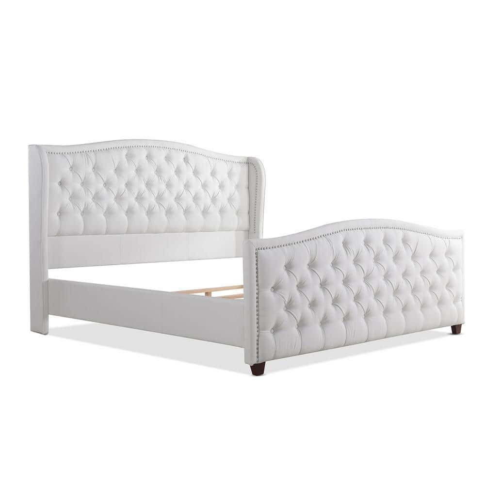 Marcella Tufted Wingback King Bed Bright White