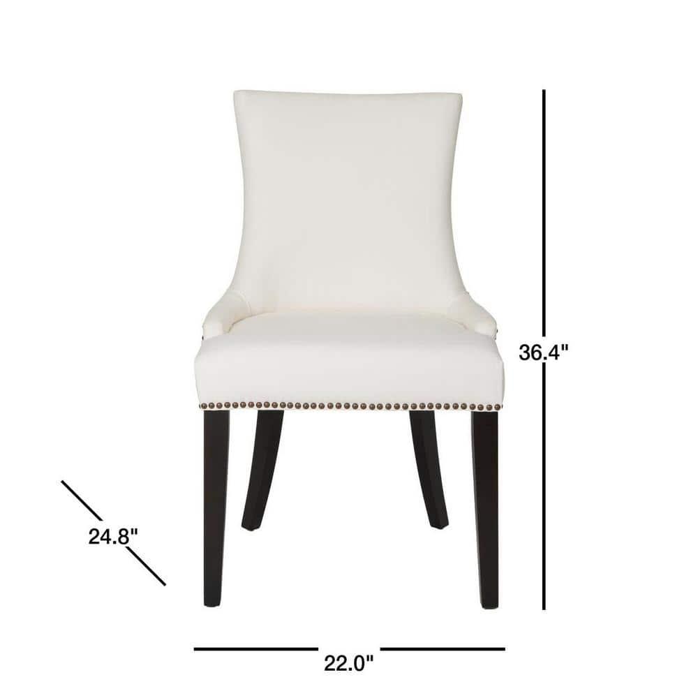 SAFAVIEH Lester 19" H Contemporary Glam Dining Chair, White/Espresso, Set of 2