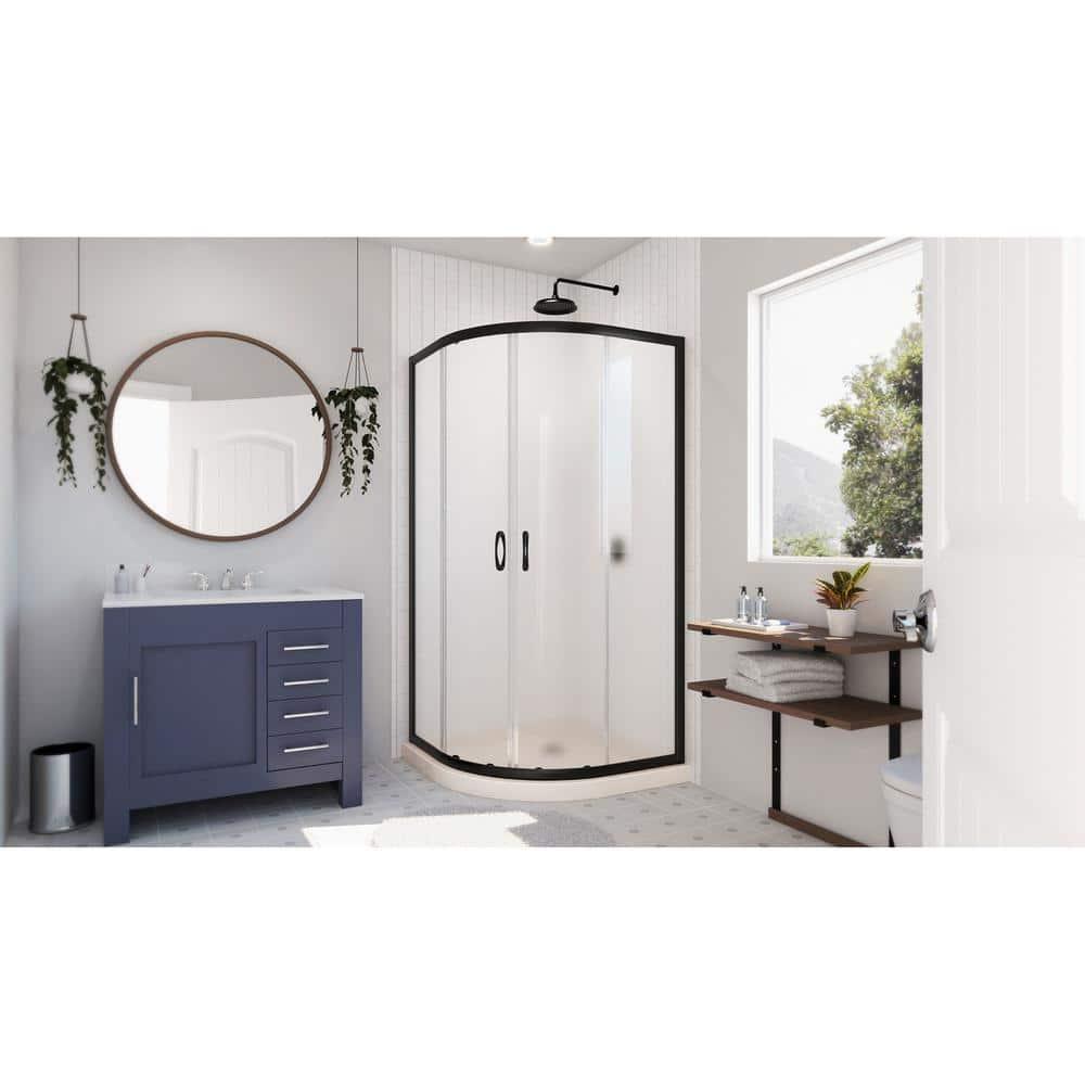 Prime 36" W x 36" D x 74.75" H Semi-Frameless Round Sliding Shower Enclosure with Base Included