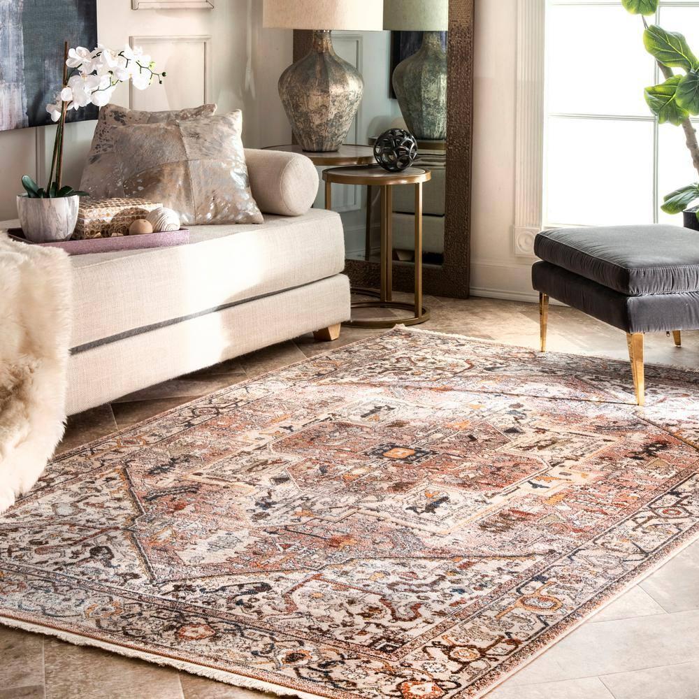 Nuloom Harriet Medallion 2x12 Runner Indoor Area Rug for Living Room Bedroom Dining Room Entryway Hallway Kitchen, Light Brown/Ivory