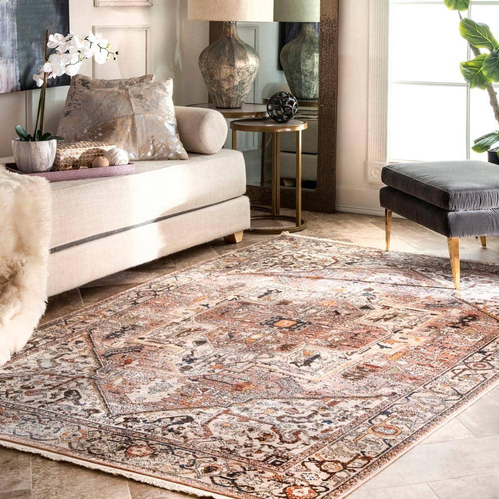 Nuloom Harriet Medallion 5x8 Indoor Area Rug for Living Room Bedroom Dining Room Kitchen, Light Brown/Ivory