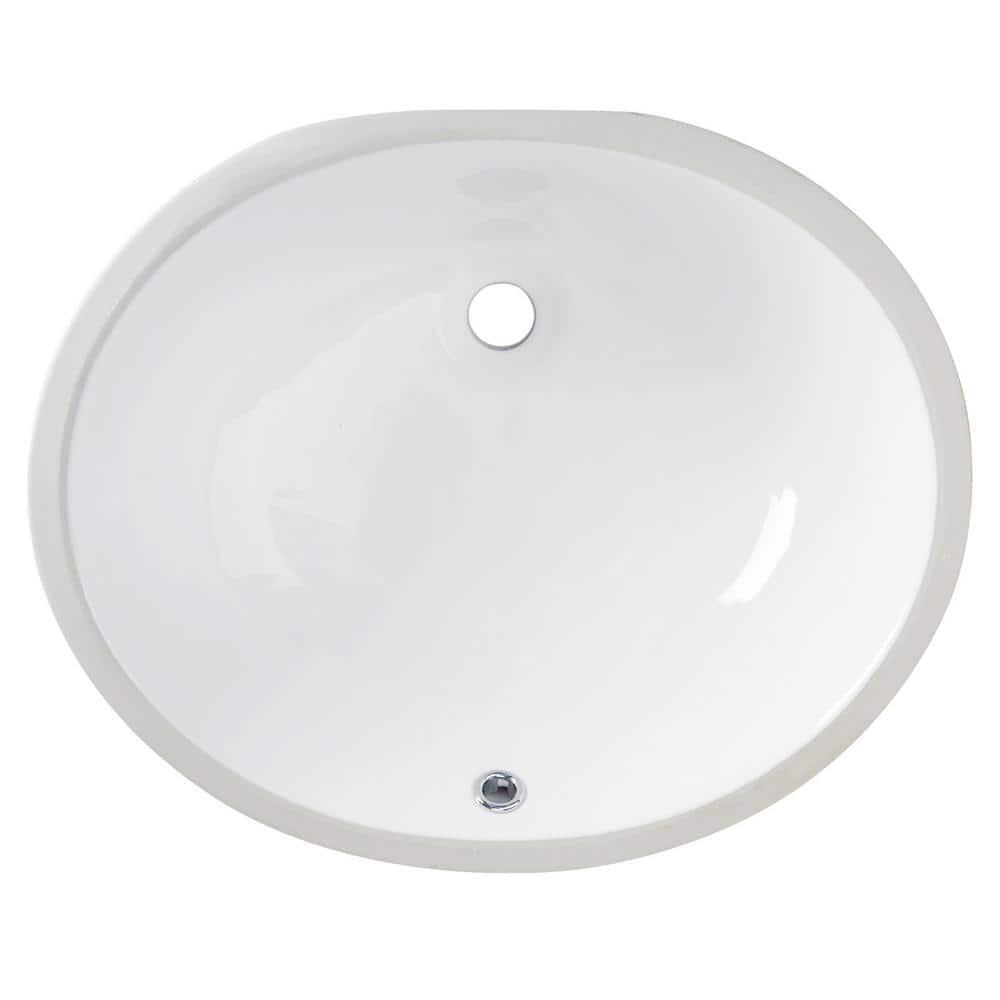 DeerValley Symmetry 19 1/2" X 16" Oval Vitreous China Undermount Bathroom Sink with Overflow