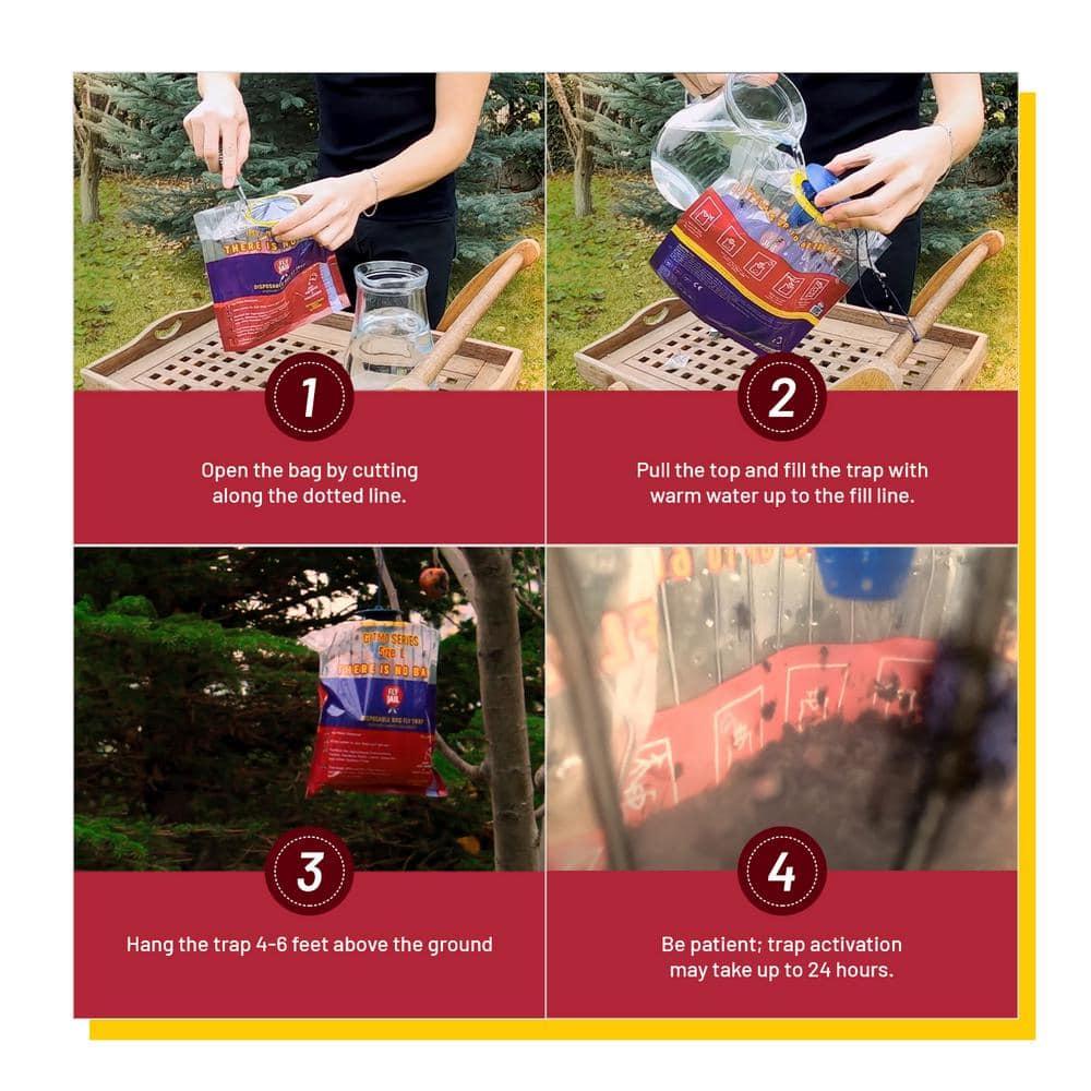FLY JAIL Large Bags Disposable Outdoor Fly Trap Pre-Baited High-Capacity Fly Catcher 2 Pack