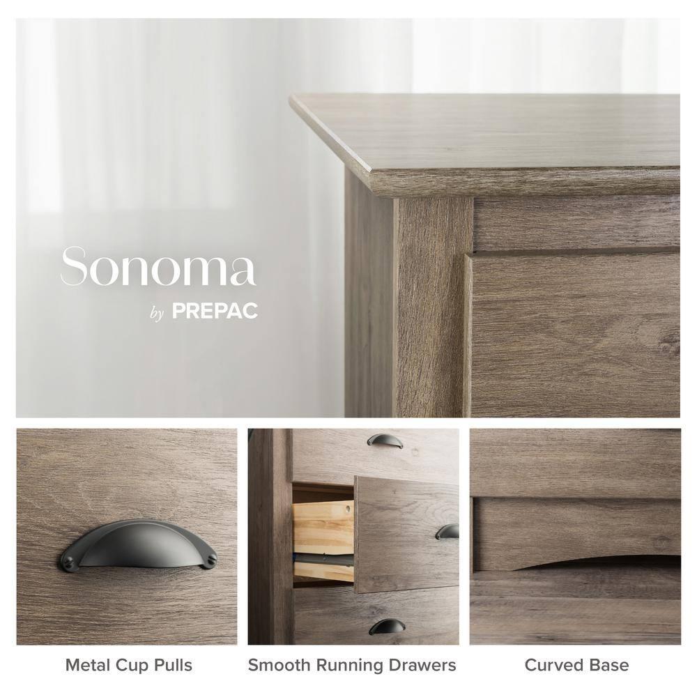 Tall 6 Drawer Chest Drifted Gray - Prepac: Space-Saving Bedroom Storage Furniture