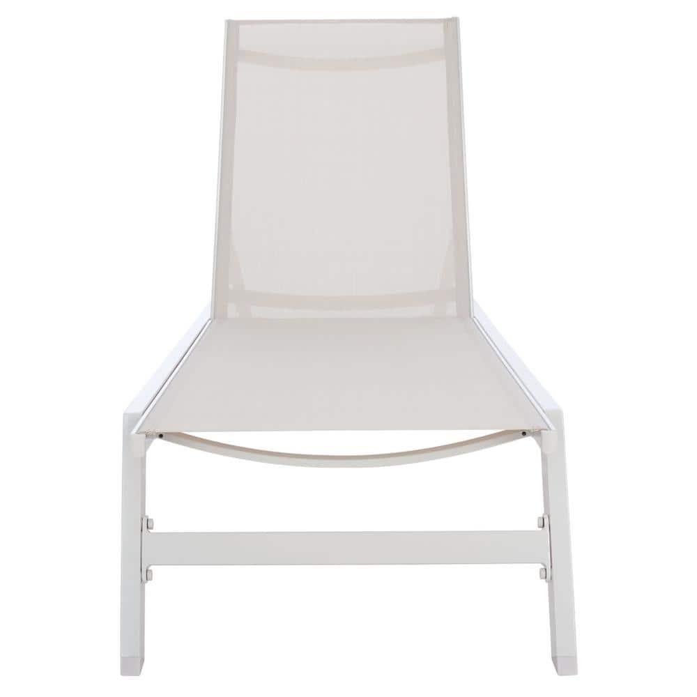 Fionne Sunlounger - Outdoor - PAT9038 - White/Beige -Safavieh