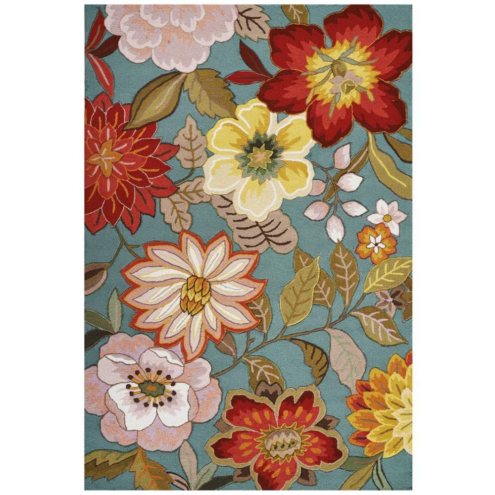 Nourison Fantasy FA18 Aqua Area Rug 5' x 7'6"
