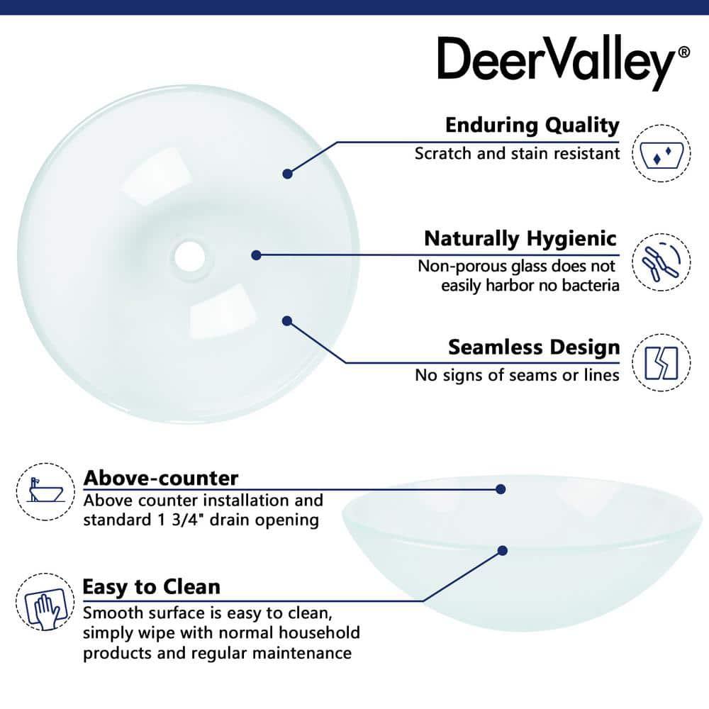DeerValley Symmetry 16.5'' Circular Glass Vessel Bathroom Sink