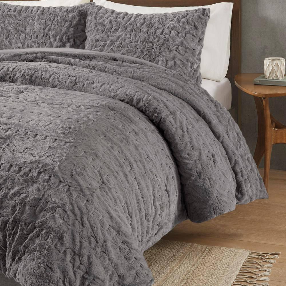 Almagul Ruched Fur Down Alternative Comforter Set