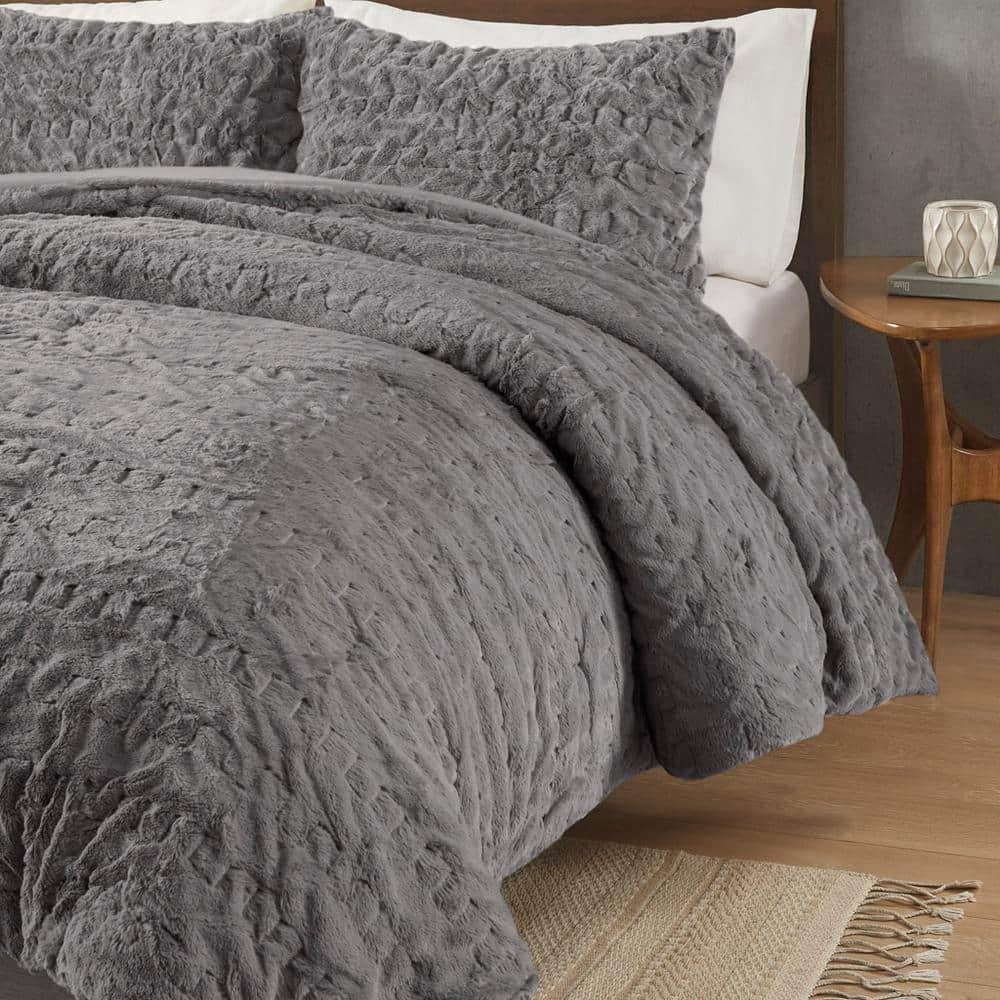 Almagul Ruched Fur Down Alternative Comforter Set