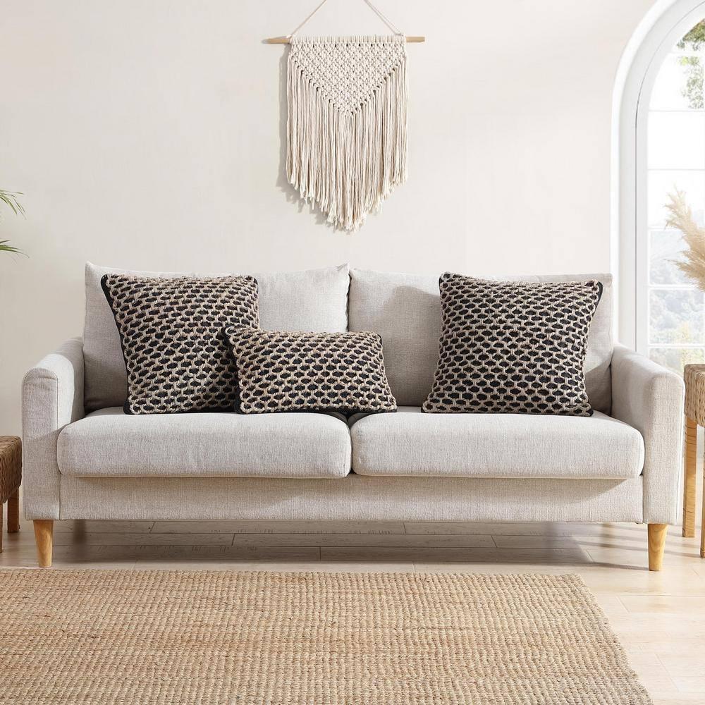 Boho Living Jada Decorative Pillow Collection Jute/Cotton Indoor Square Throw Pillow with & Insert (Set of 2)