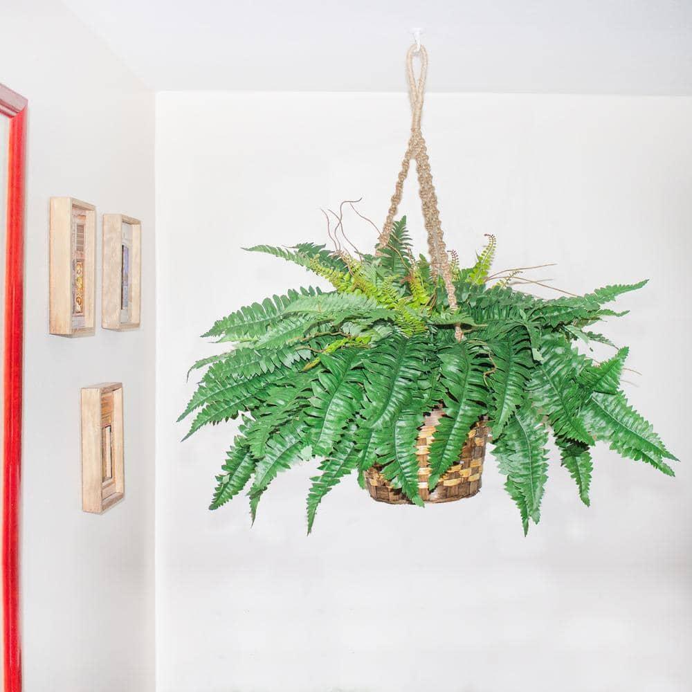 Nearly Natural Boston Fern Silk Hanging Basket