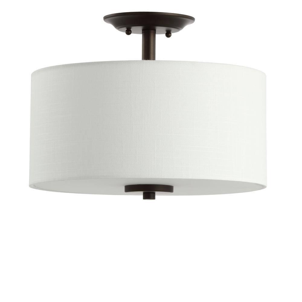 Marc 15" Metal LED Semi-Flush Mount, Oil Rubbed Bronze/White