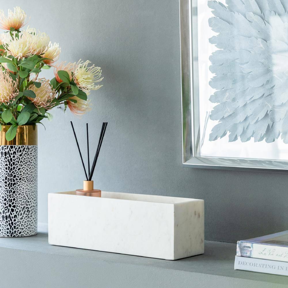 A&B Home  Rectangular Marble Tray - White.
