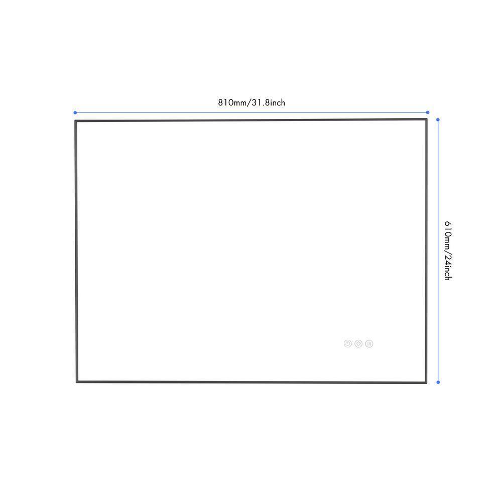 Tcbosik 32" x 24" LED Bathroom Mirror, Anti-Fog Wall Vanity Mirror with Backlit, Smart Touch Button, Memory Function, Stepless Dimmable Makeup Mirror with 3-Color Lighting, Horizontal/Vertical