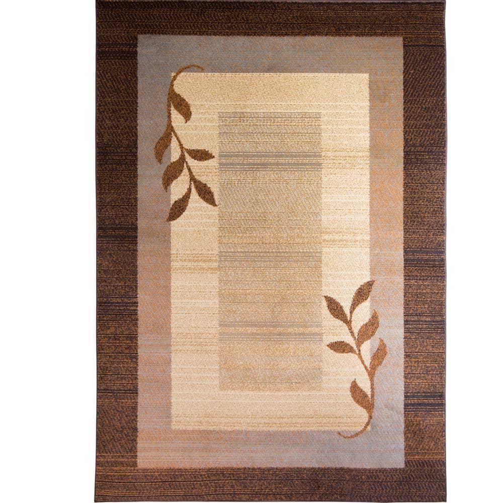 Home Dynamix Royalty Clover Contemporary Geometric Border Area Rug, Brown/Blue, 43"x62"
