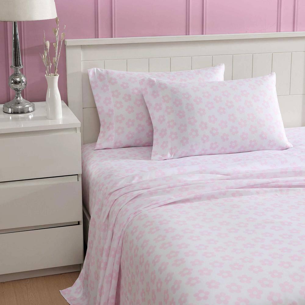 Betsey Johnson Retro Daisy Pink King Sheet Set