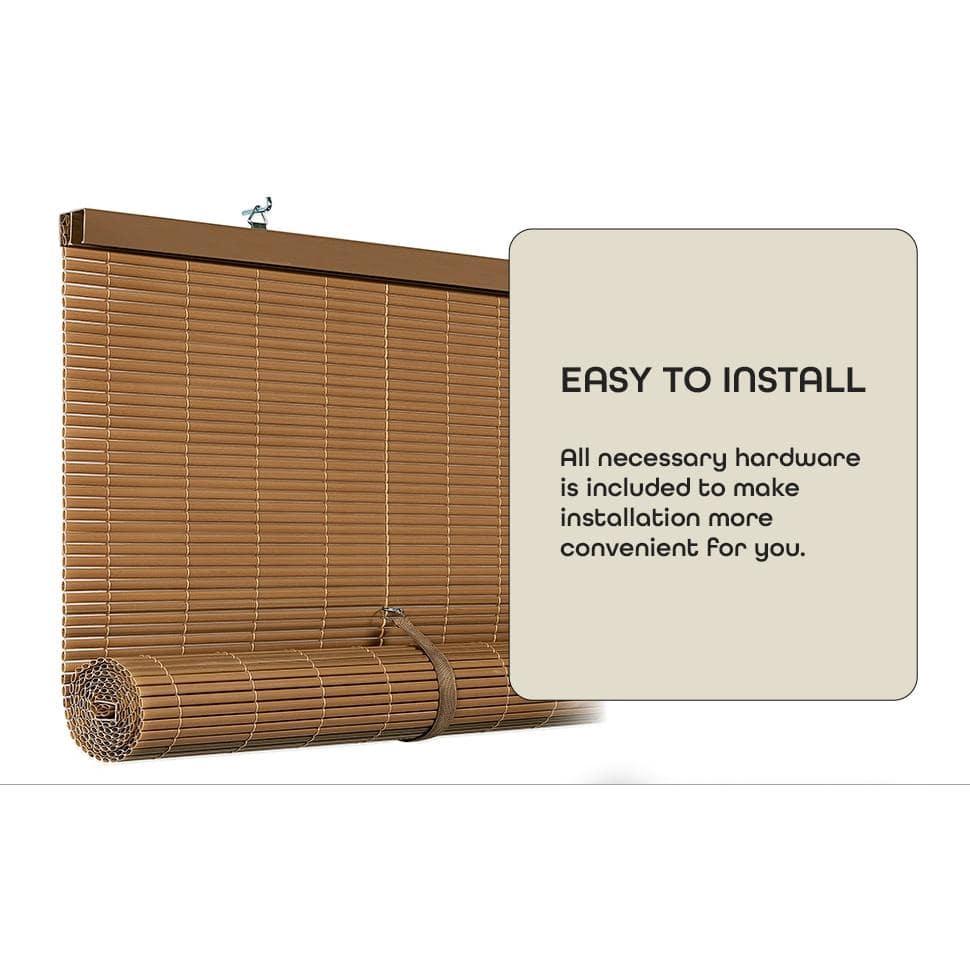 Achim Solstice Cordless Vinyl Light Filtering Window Roll-up Blind, 72" x 48", Woodtone Brown