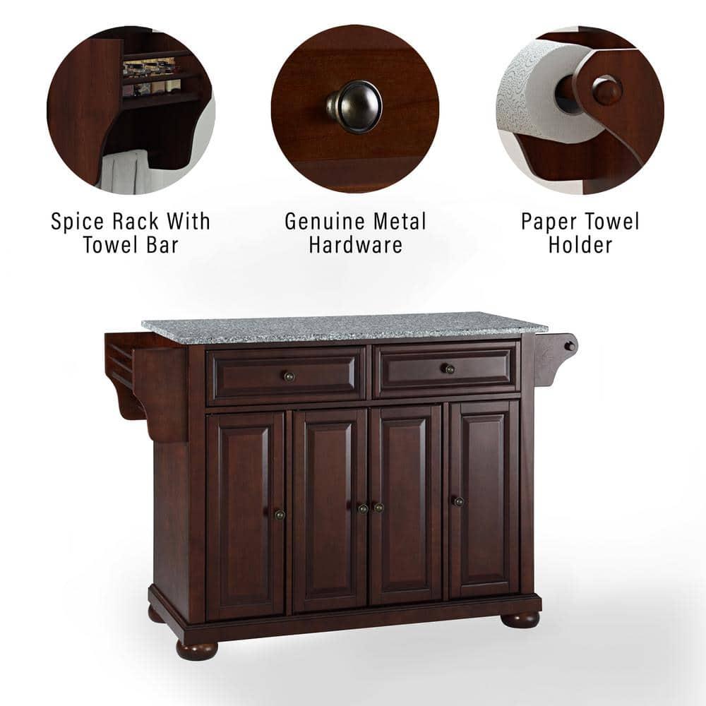 Crosley Furniture Alexandria MDF Wood Kitchen Island in Mahogany