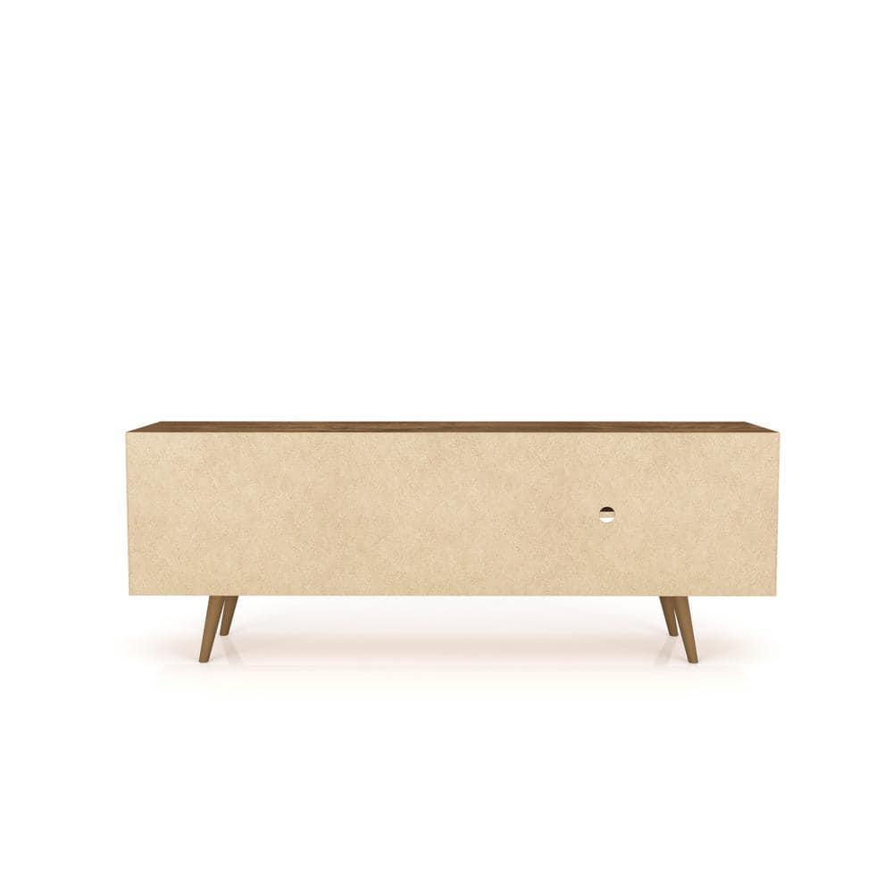 Liberty 2 Shelves and 2 Doors TV Stand for TVs up to 60" 3D Prints Rustic Brown - Manhattan Comfort: Mid-Century Modern Entertainment Center