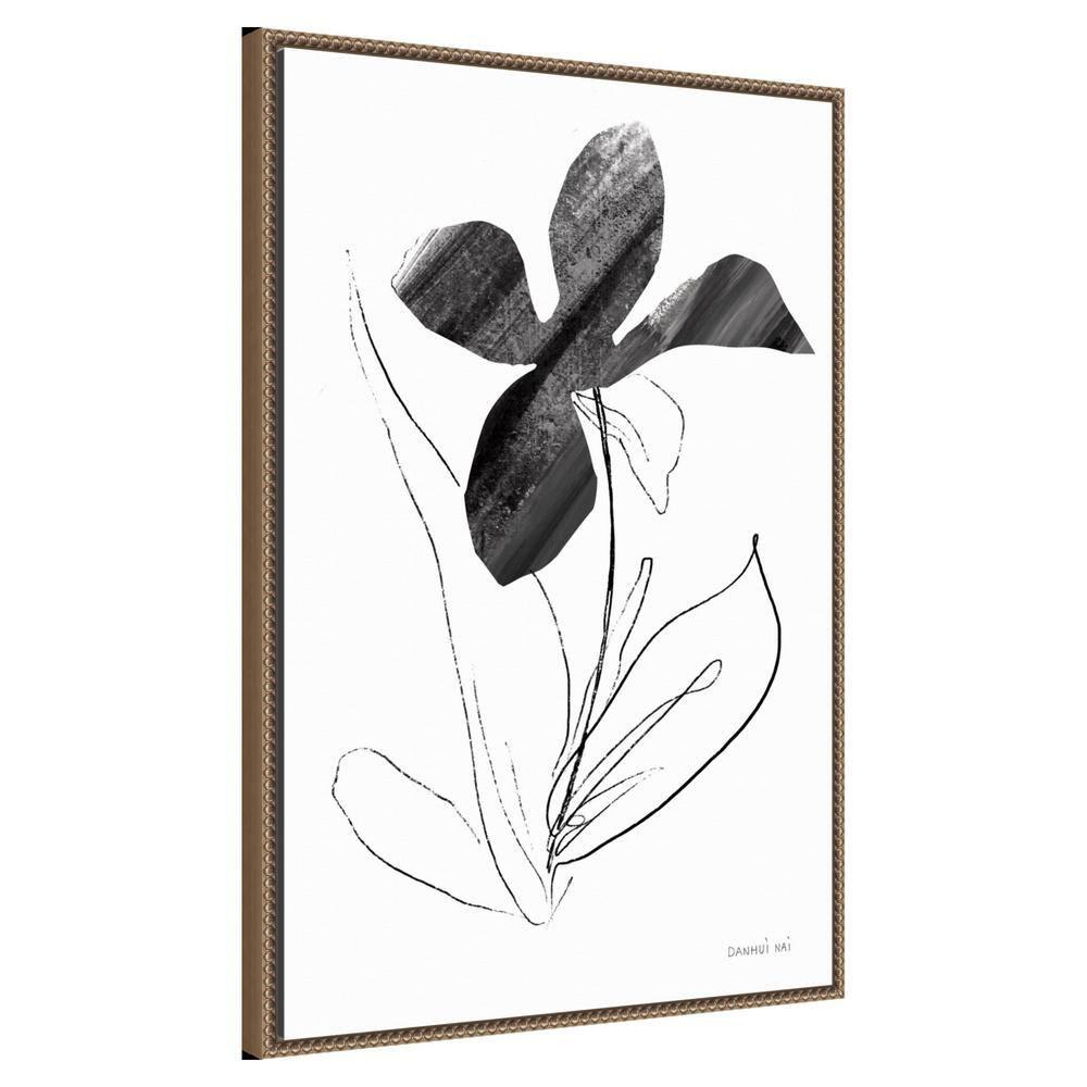 23"x33" Paradise Plants II by Danhui Nai Framed Canvas Wall Art Print Bronze - Amanti Art: Modern Style, Polystyrene Frame, Botanical Theme