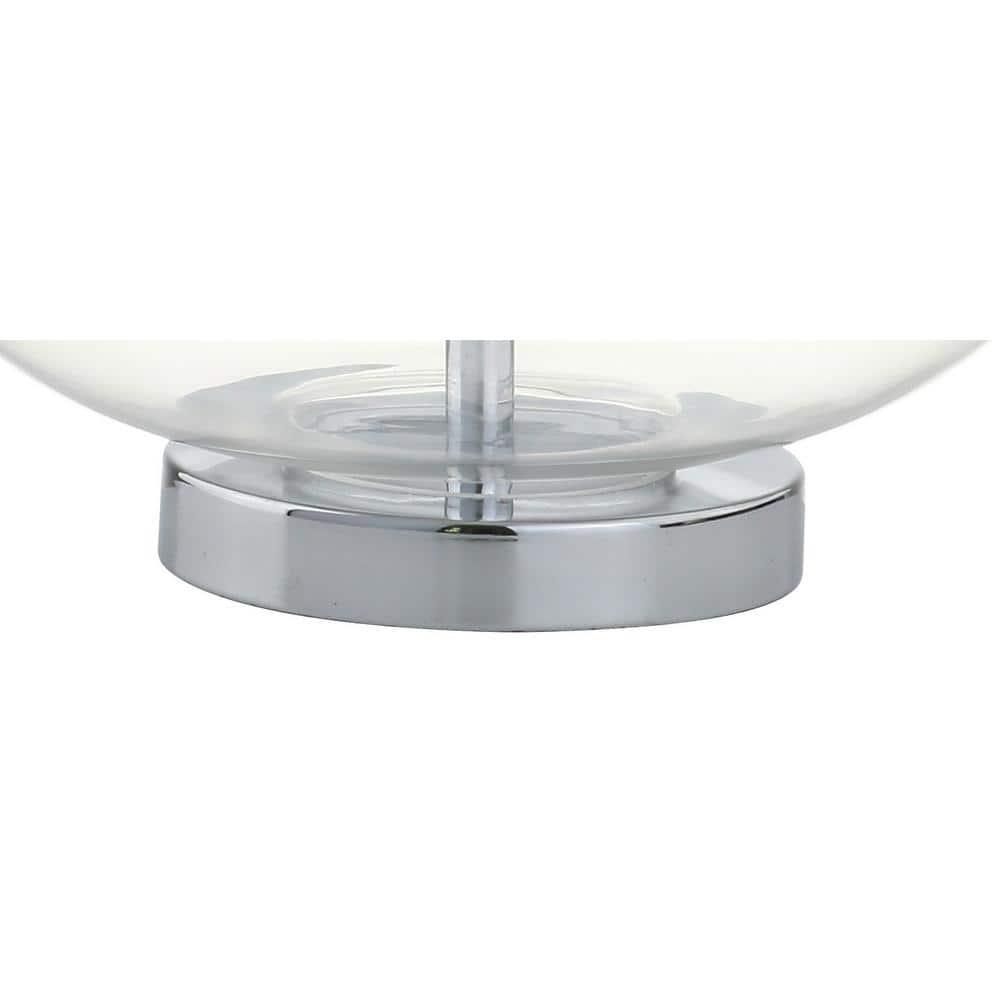 JONATHAN Y Cecile 25.5" Glass Teardrop LED Table Lamp, Clear/Chrome (Set of 2)