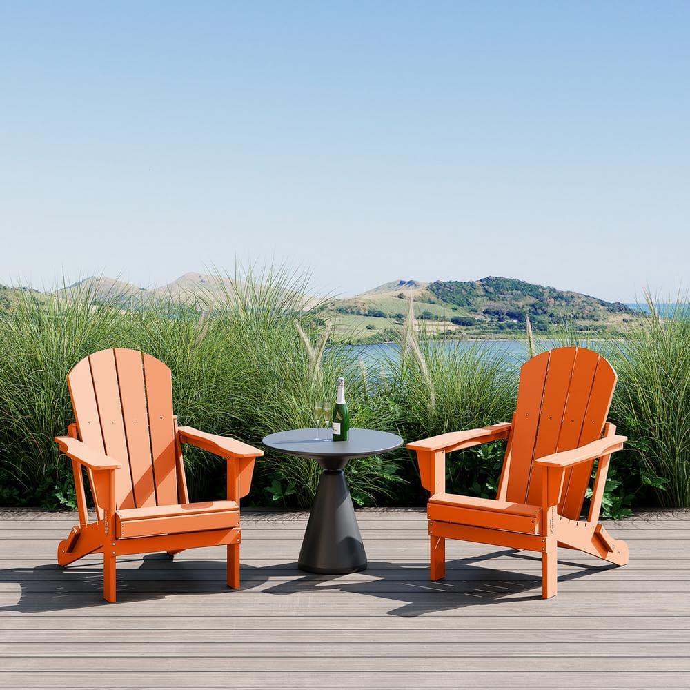 JUSTLET Outdoor Patio Chair, HDPE Folding Adirondack Chair Set of 2, Orange
