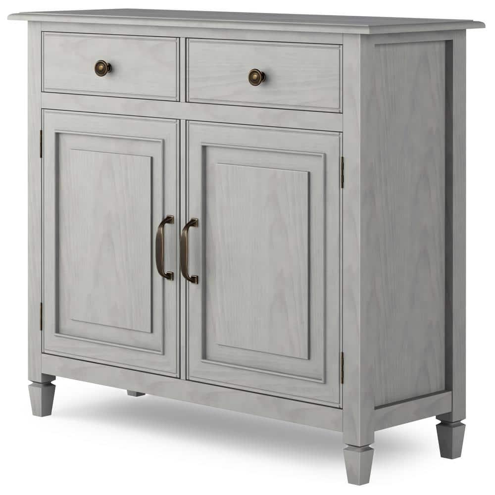 Simpli Home Connaught 40"W Solid Wood 2-Shelf Entryway Storage Cabinet with 2 Storage Drawers