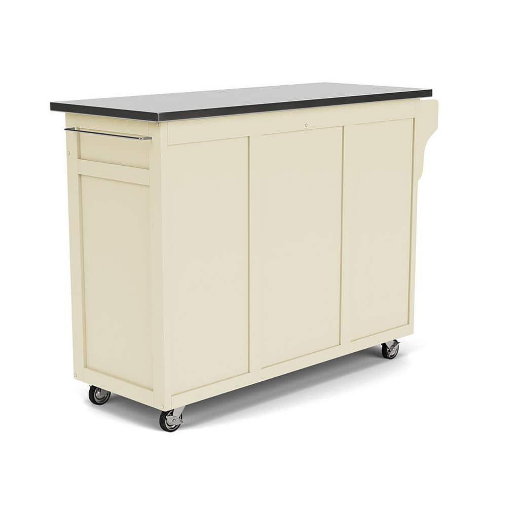 Create-a-Cart White Kitchen Cart With Stainless Top