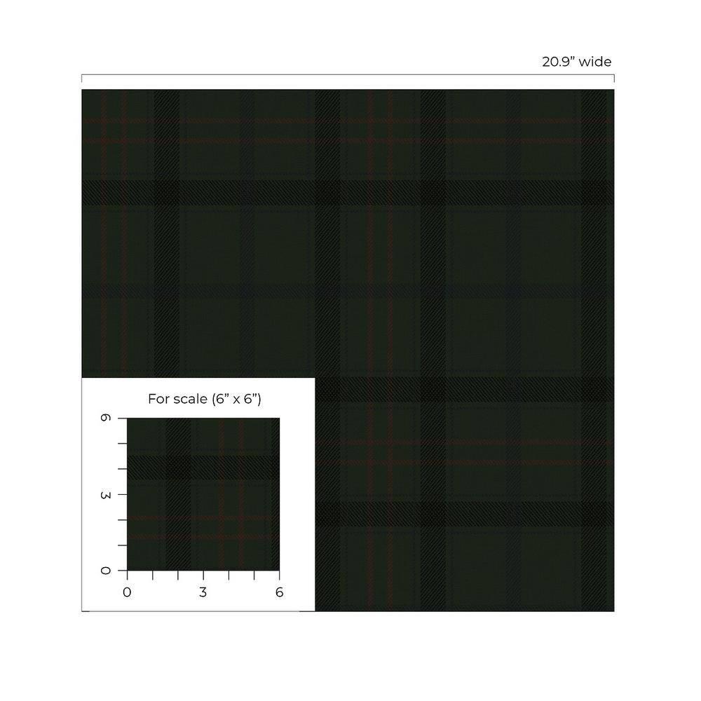 NextWall Greenery Tailor Plaid Peel and Stick Wallpaper - 20.9 in. W x 18 ft. L Roll