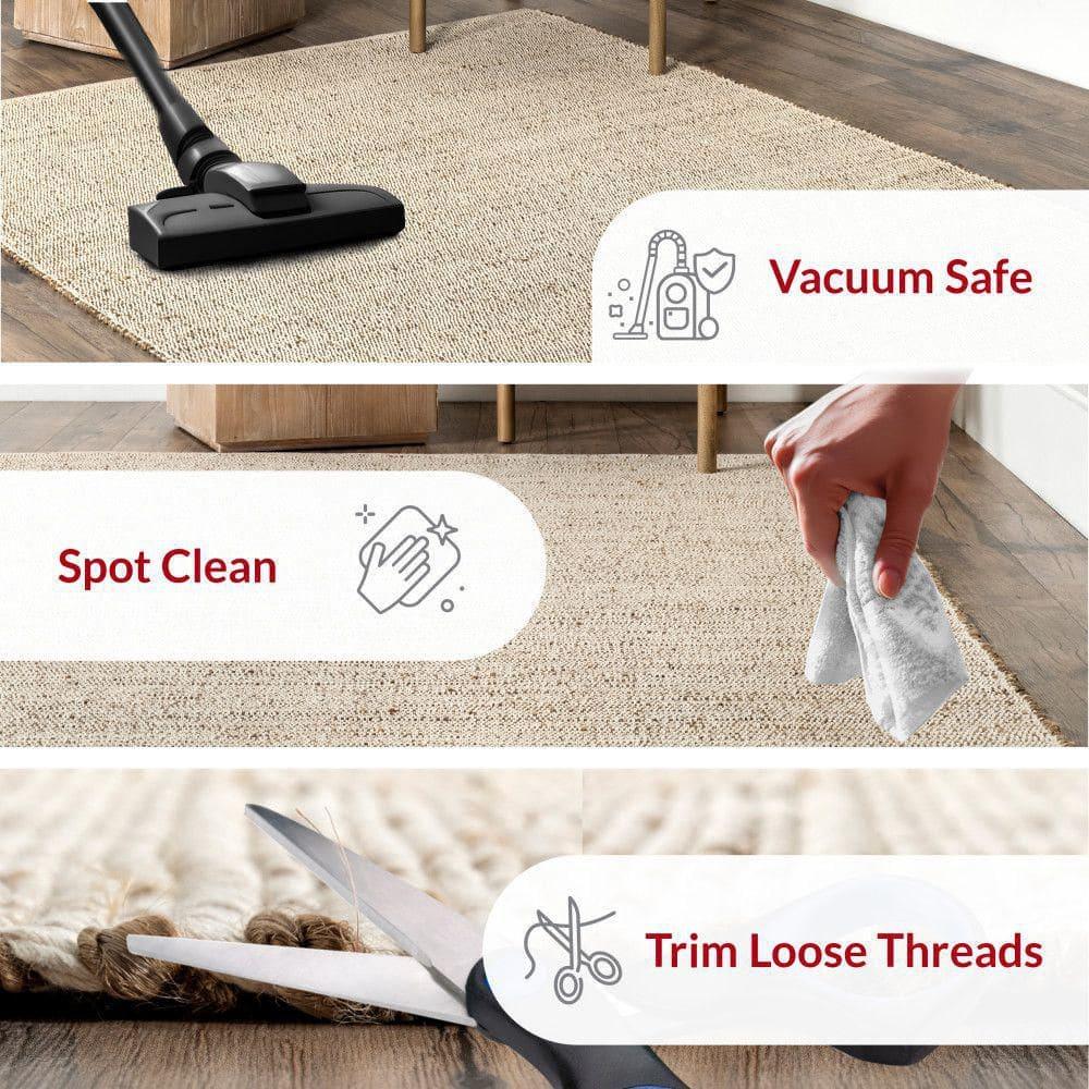 Nuloom 4 Round Elfriede Jute & Cotton Hand Woven Indoor Area Rug, Natural, Solid Rustic Farmhouse Style Natural Fiber Bedroom, Living Room,