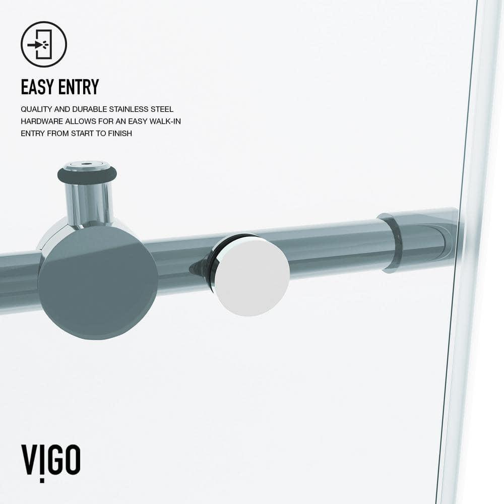 Elan 56-60" W x 74" H Sliding Frameless Shower Door with 3/8" Clear Glass