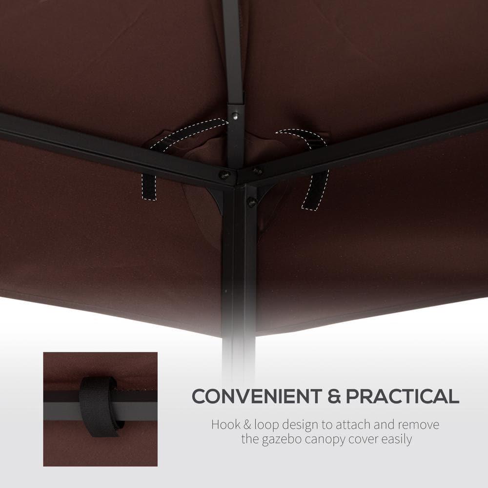 Outsunny Gazebo Replacement Canopy for Model 01 -0153, 2-Tier Top Cover for 9.84' x 9.84' Outdoor Gazebo, Coffee (TOP ONLY)