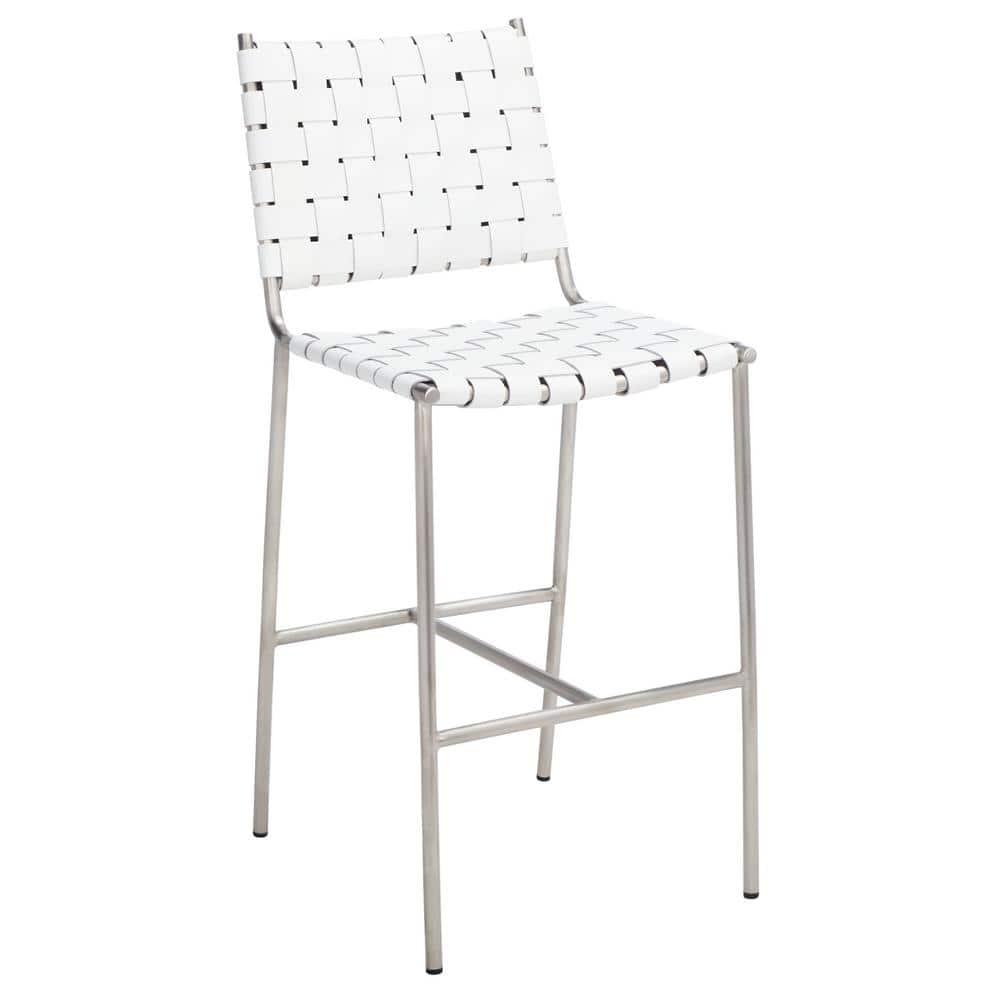 Olenna Woven Counter Stool - BST3011 - White/Silver - Safavieh