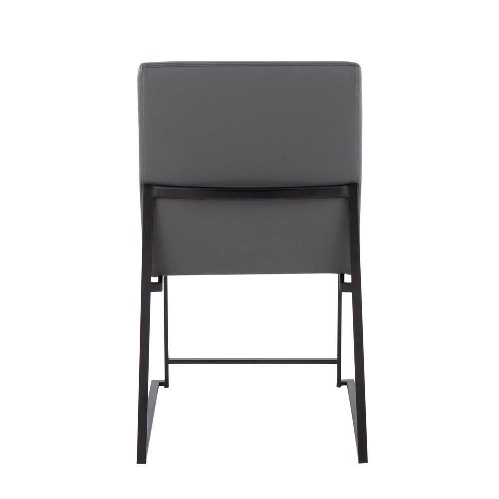 Set of 2 High Back Fuji Dining Chairs Leather/Steel Black/Gray - LumiSource: Upholstered, Modern, Armless