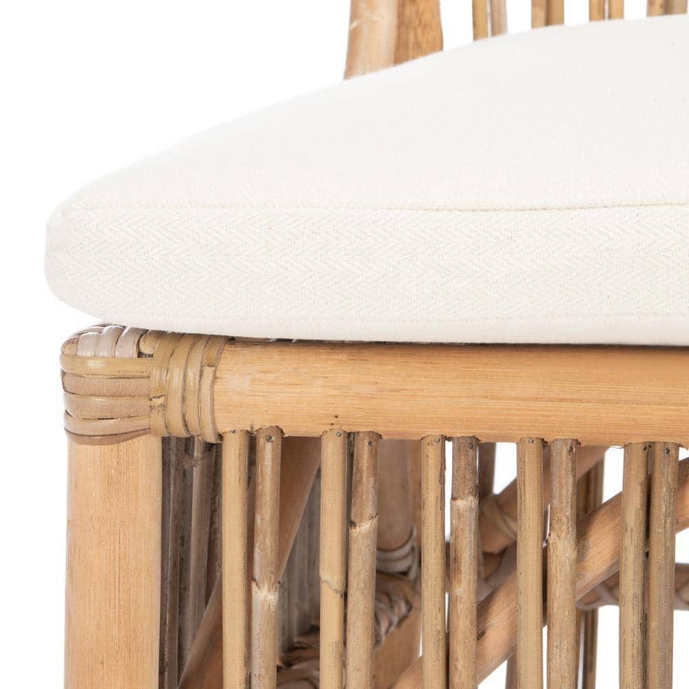 Erika Rattan Accent Chair W/ Cushion - ACH6511 - Set of 2 - White/Natural Unfinished - Safavieh