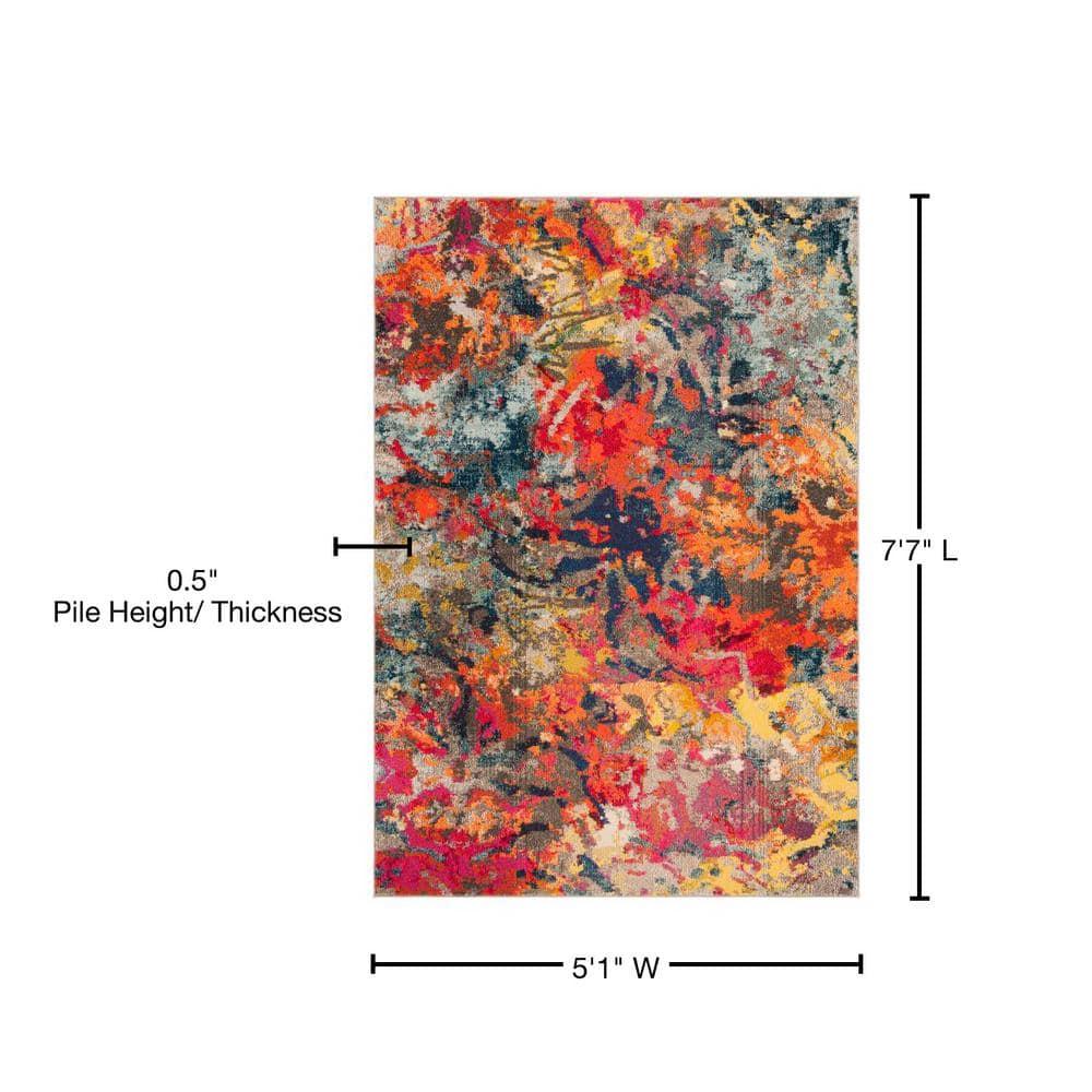 Monaco MNC258 Power Loomed Area Rug - Blue/Orange - 5'1"x7'7" - Safavieh.