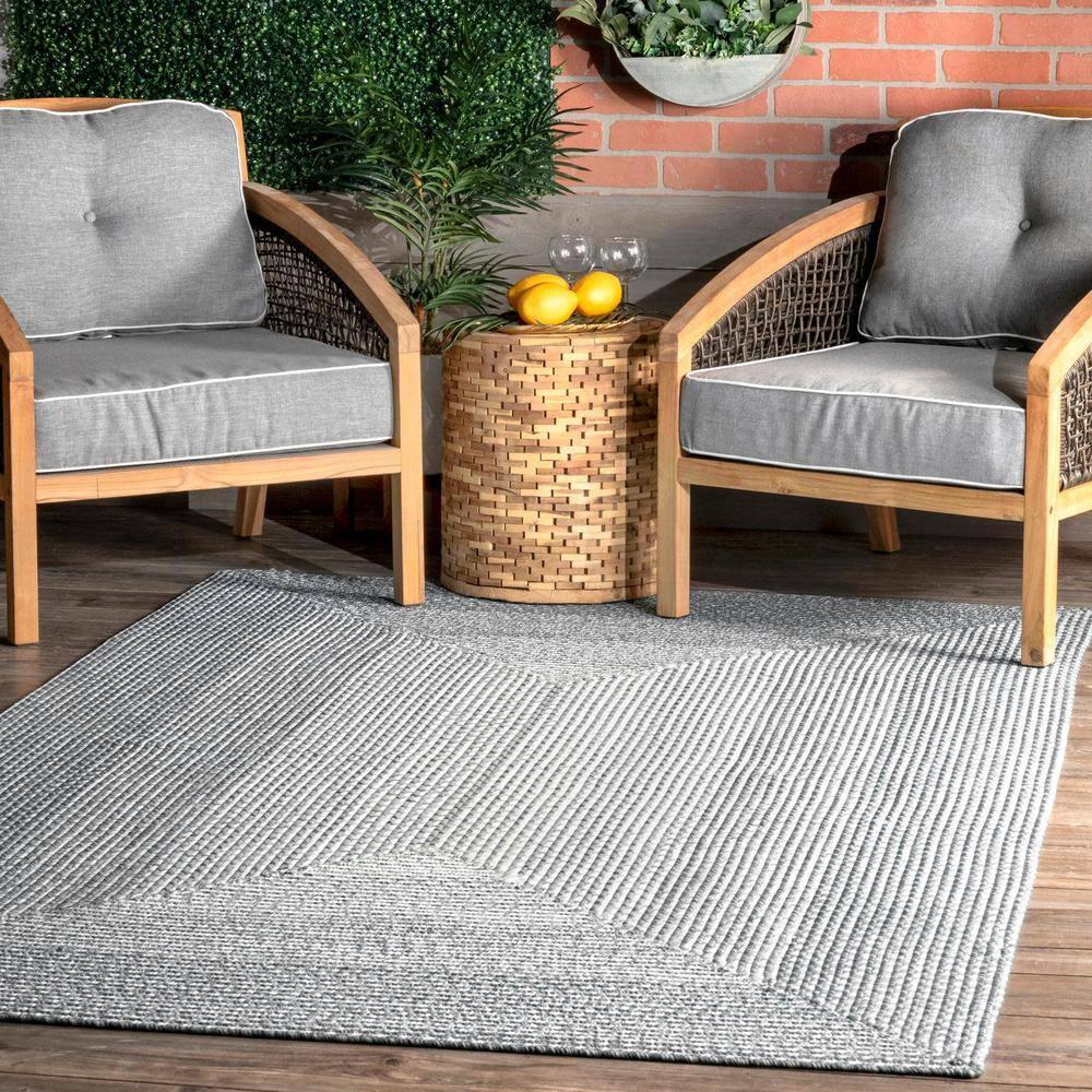 Nuloom Jayda Braided Gradience Indoor/Outdoor Outdoor - Light Gray 3' x 5'