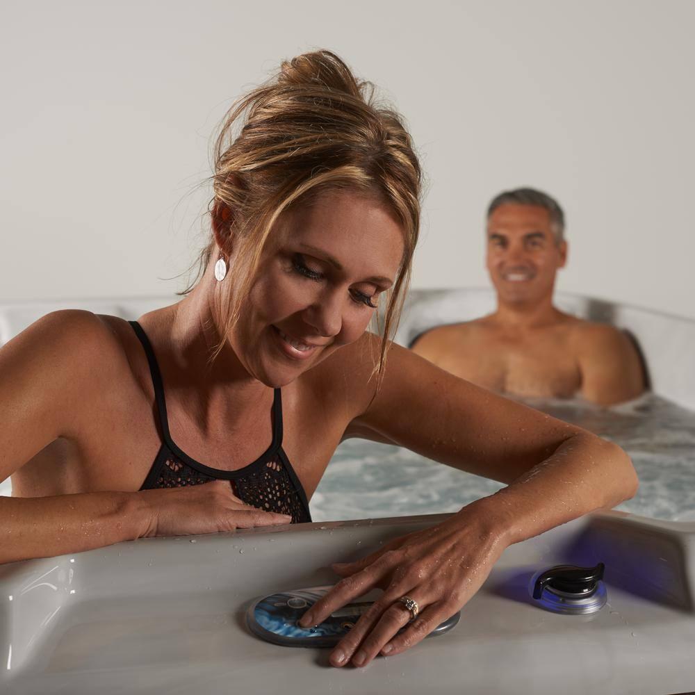 Aqualife® by Strong Spas® Grand Banks™ 5-Person 81-Jet Acrylic Lounger Hot Tub Spa, Stainless Steel Heater and Ozonator, Multi Color LED Lighting, Insulated Cover Included