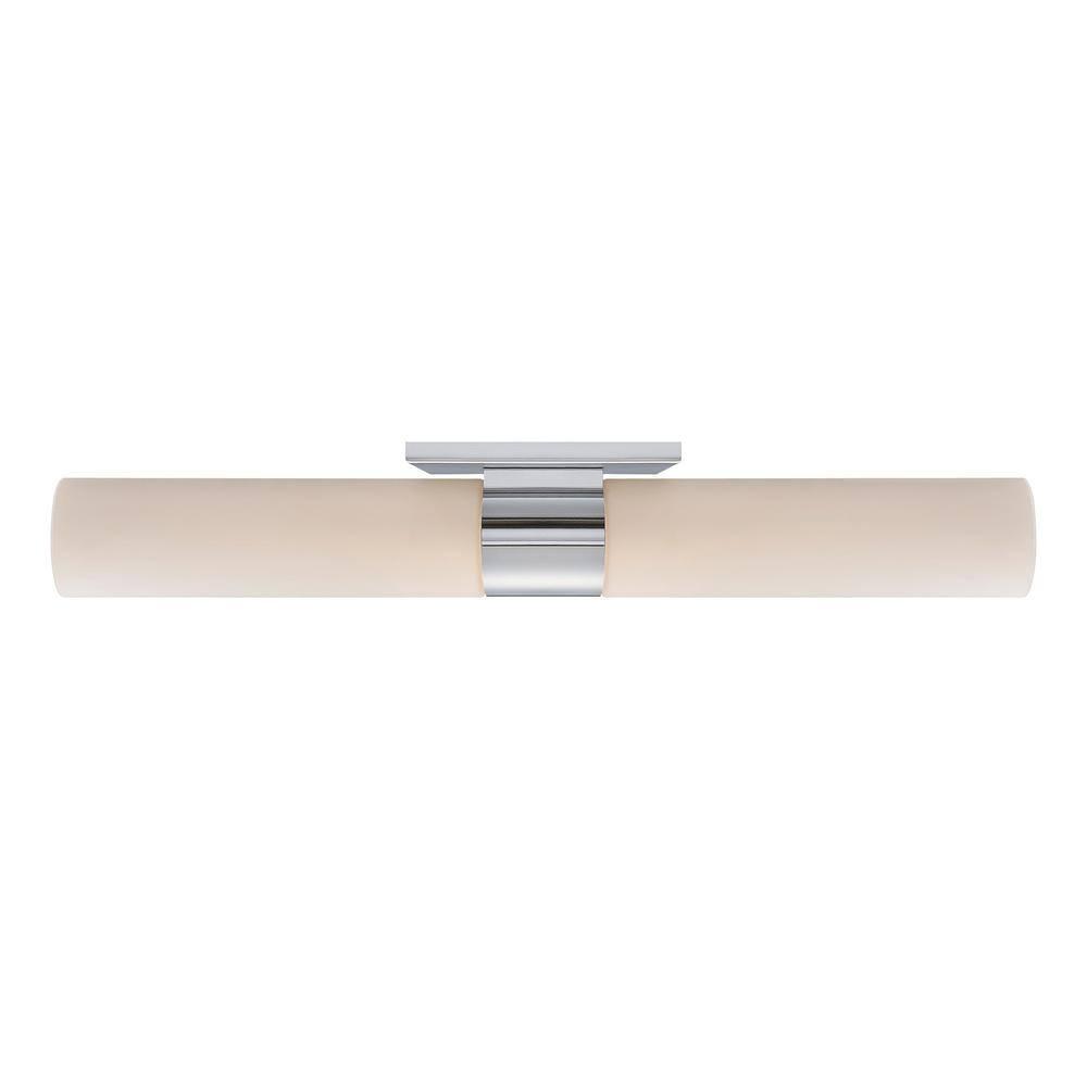 22-Inch Chrome LED Outdoor Wall Light with Opal Glass Shade