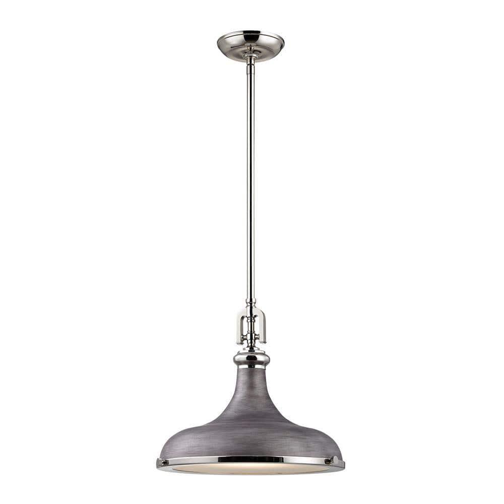 Elk Home Rutherford 1 - Light Pendant in  Polished Nickel/Weathered Zinc