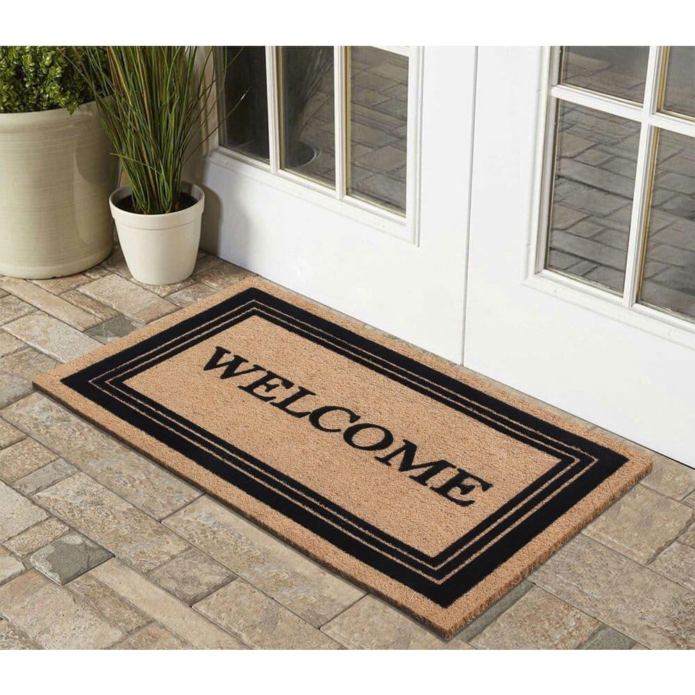 A1HC Welcome Entrance Door Mats, Durable Large Outdoor Rug, Non-Slip, Flock Doormat, Thin-Profile Heavy Duty Door Mat, Indoor Outdoor Front Door, High Traffic Areas, 24" X 39"